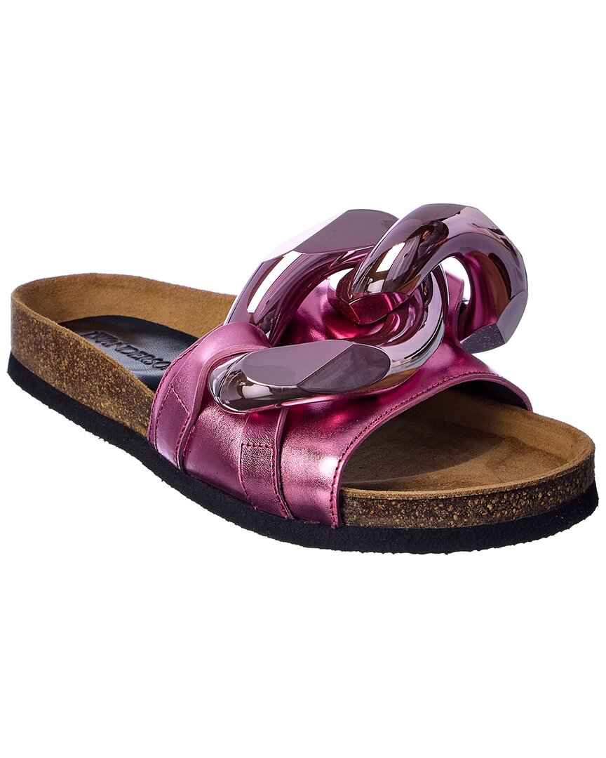 Shop Jw Anderson Chain Leather Slide In Pink