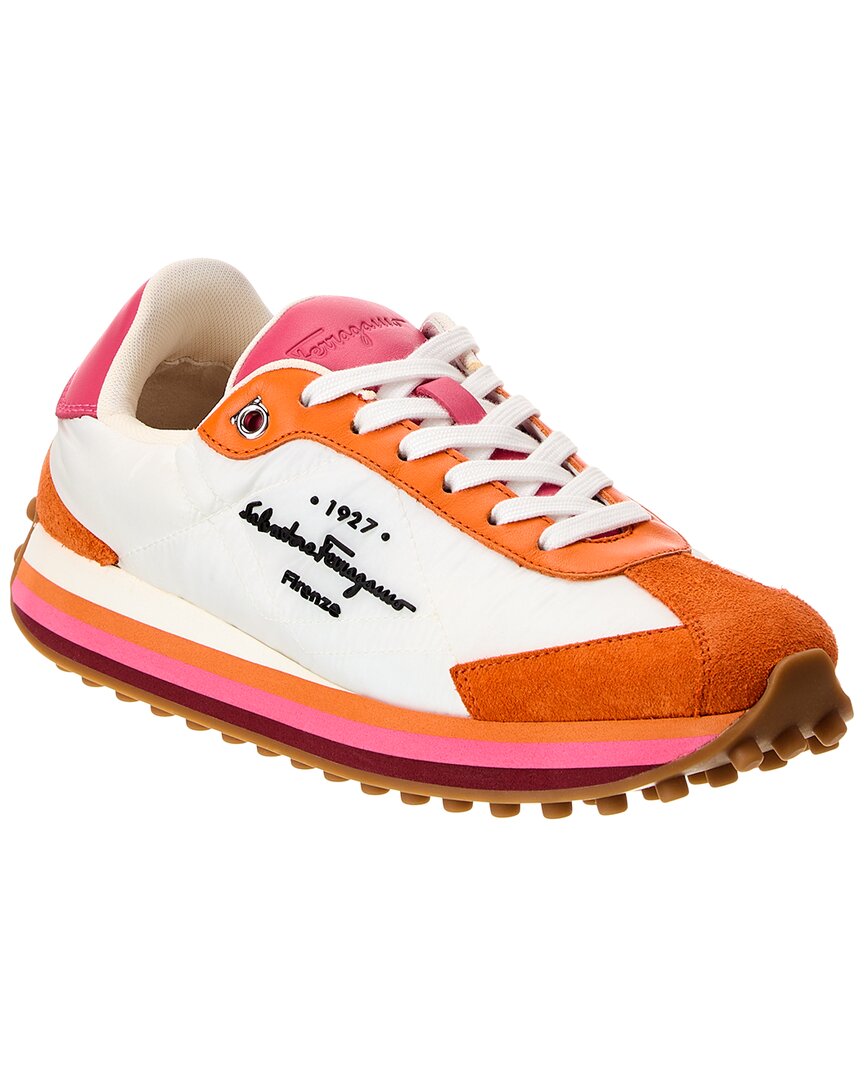 Ferragamo Iggy Nylon & Suede Sneaker In Multi