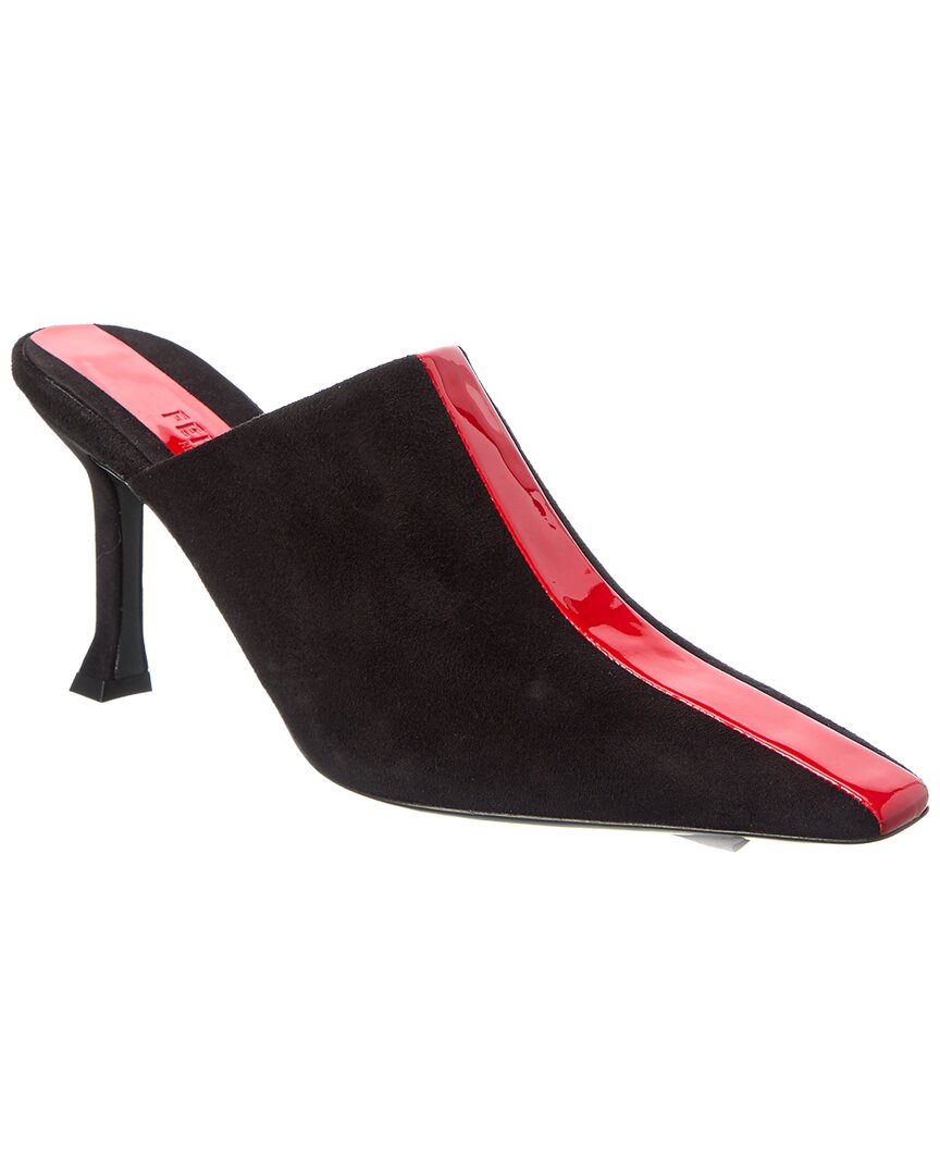 Ferragamo Sophye Suede & Patent Mule In Black