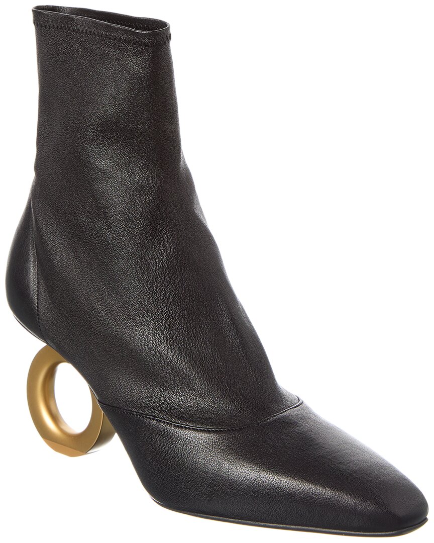 Ferragamo Leather Bootie In Black
