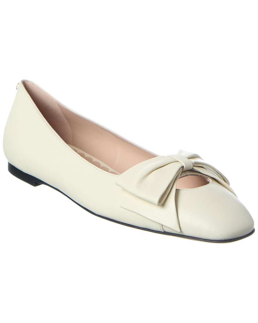Valentino Bowow Leather Ballet Flat In White