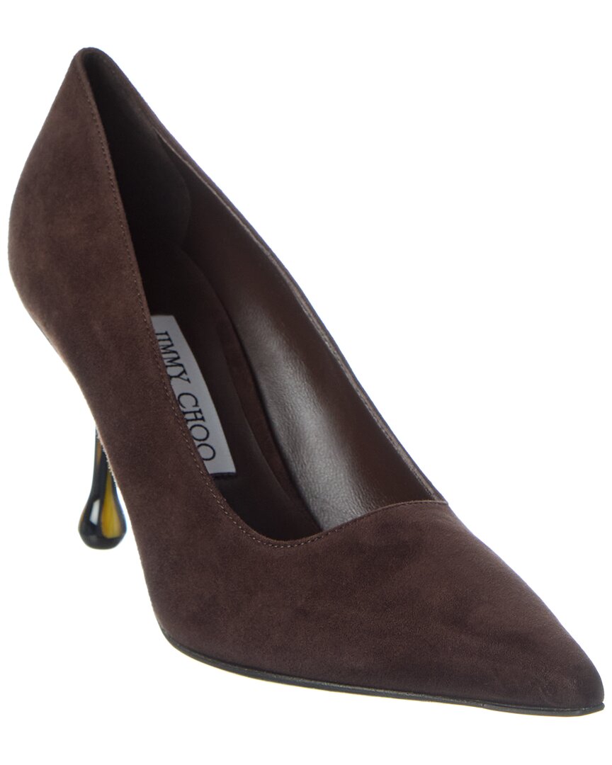 Jimmy Choo Ixia Pointed Toe Suede Pumps In Brown