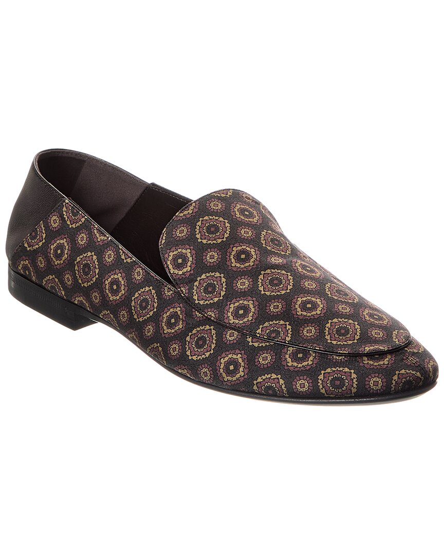 Saint Laurent Alain Canvas & Leather Flat In Brown