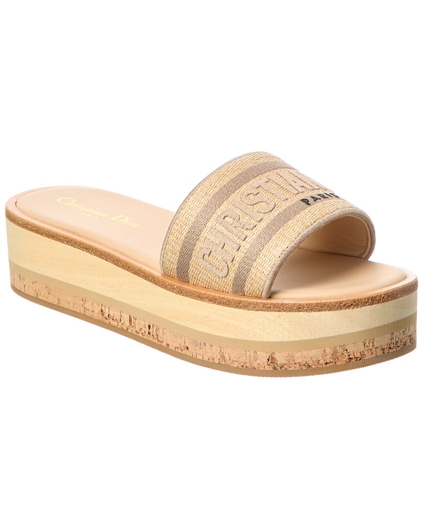 Dior Dway Canvas Platform Slide In Brown