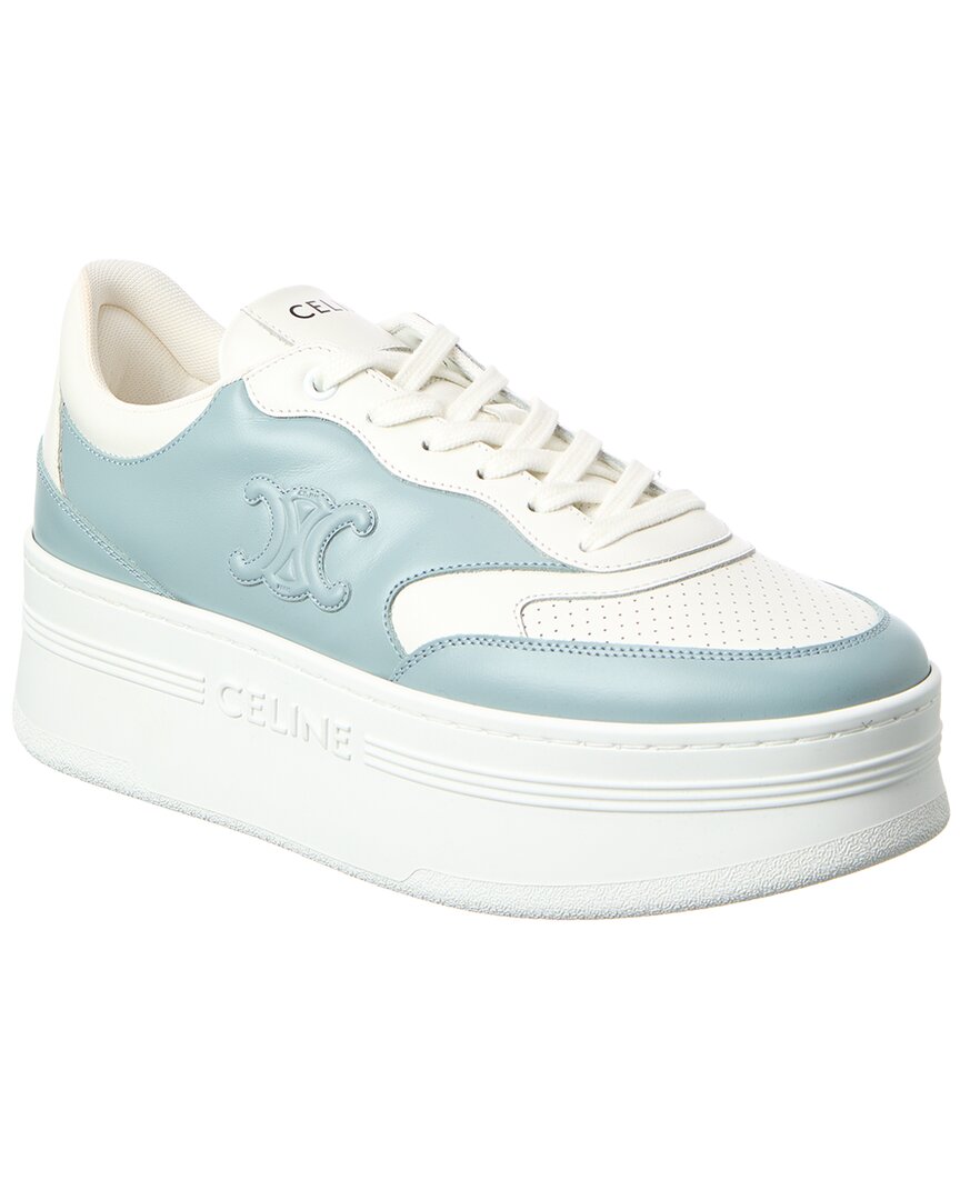 Celine Triomphe Block Leather Platform Sneaker In Blue
