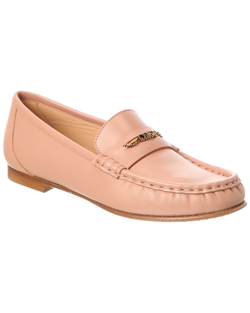 Chloé Logo Leather Loafer In Pink