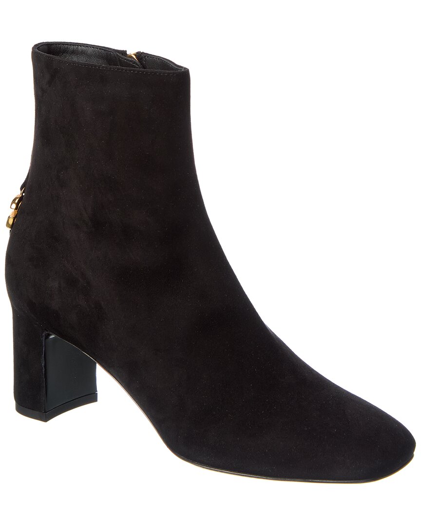 Dolce & Gabbana Dg Logo Suede Bootie In Black