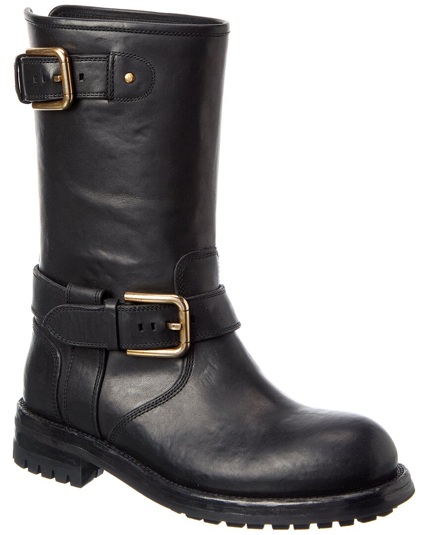 Dolce & Gabbana Dg Logo Leather Biker Boot In Black