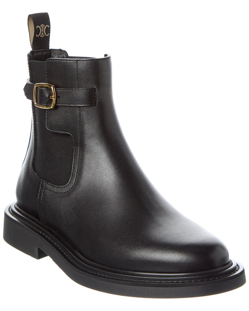 Celine Leather Chelsea Boot In Black