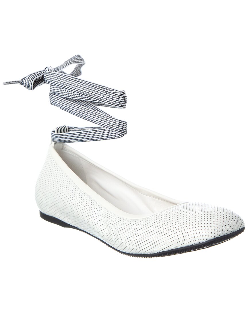 Dior D-journey Leather Ballerina Flat In White