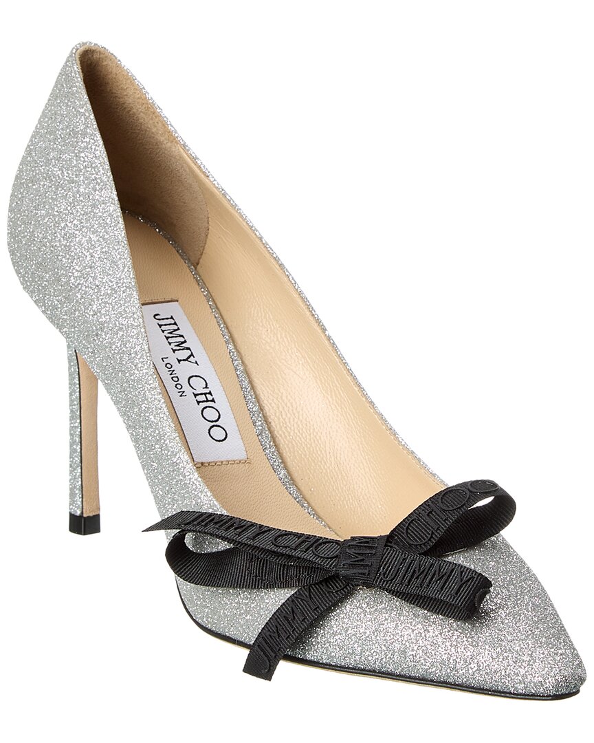 Jimmy Choo Romy 85mm Glitter-embellished Pumps In Silver