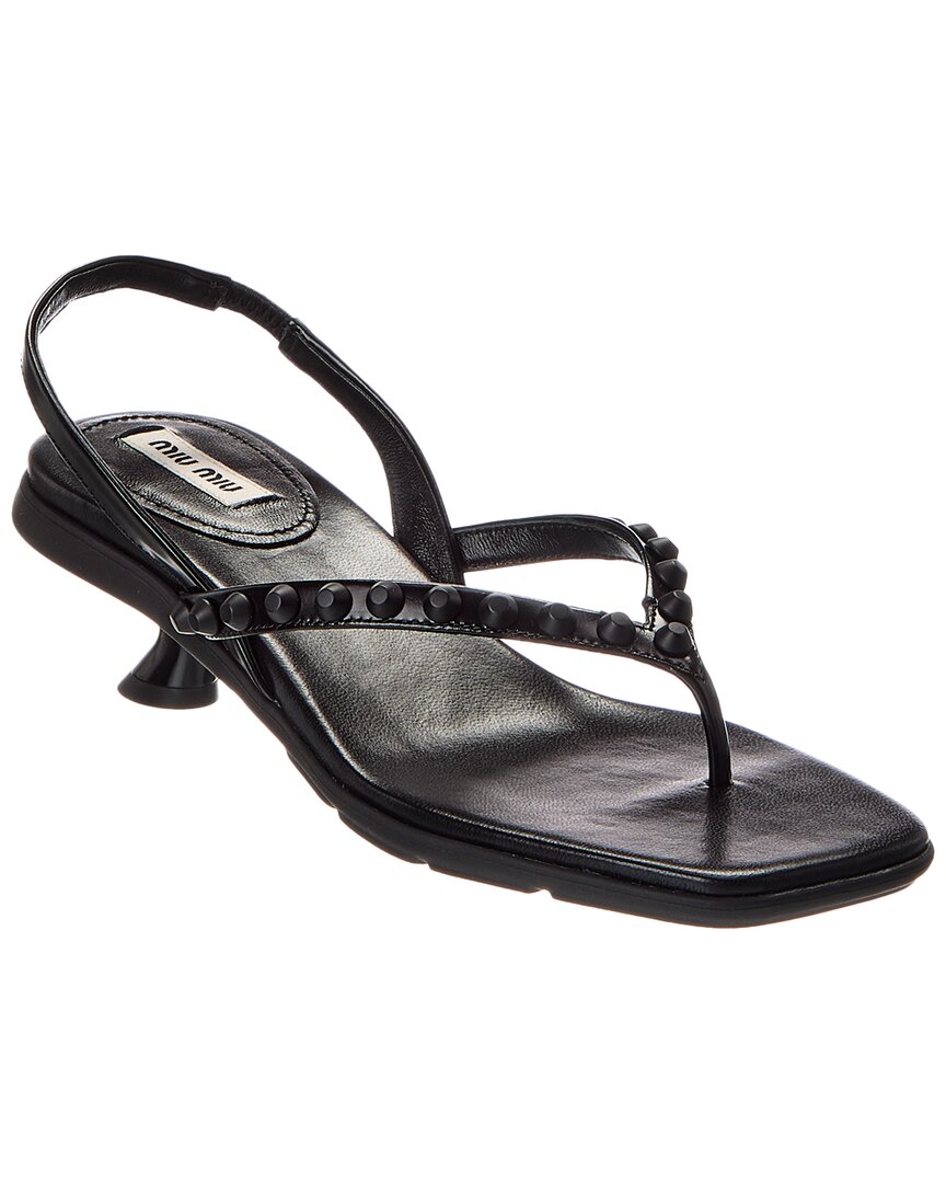 Miu Miu Leather Sandal In Black