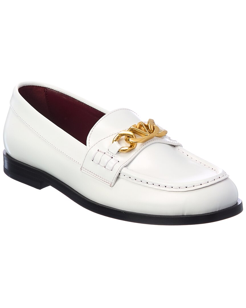 Shop Valentino Vlogo Leather Loafer In White