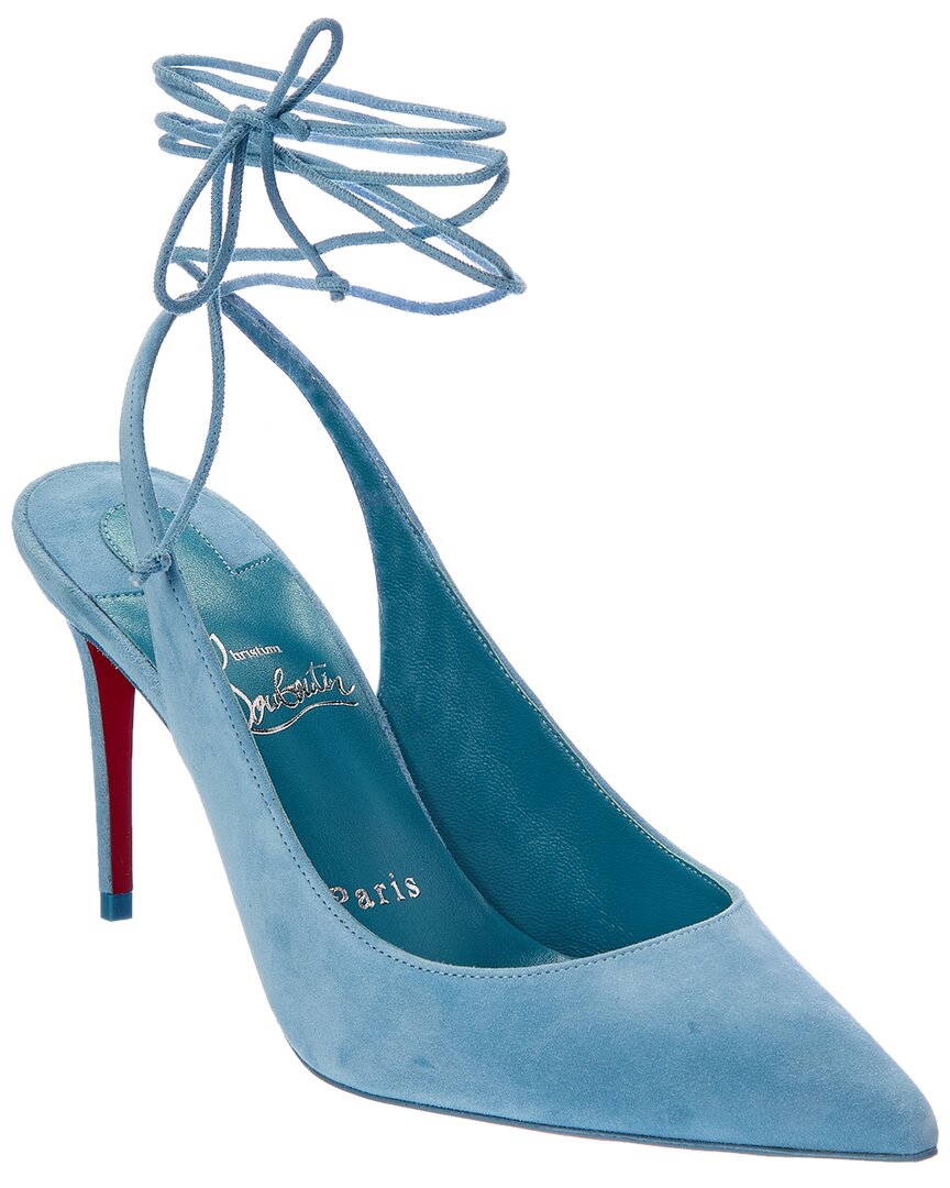 Shop Christian Louboutin Lace-up Kate 85 Suede Pump In Blue