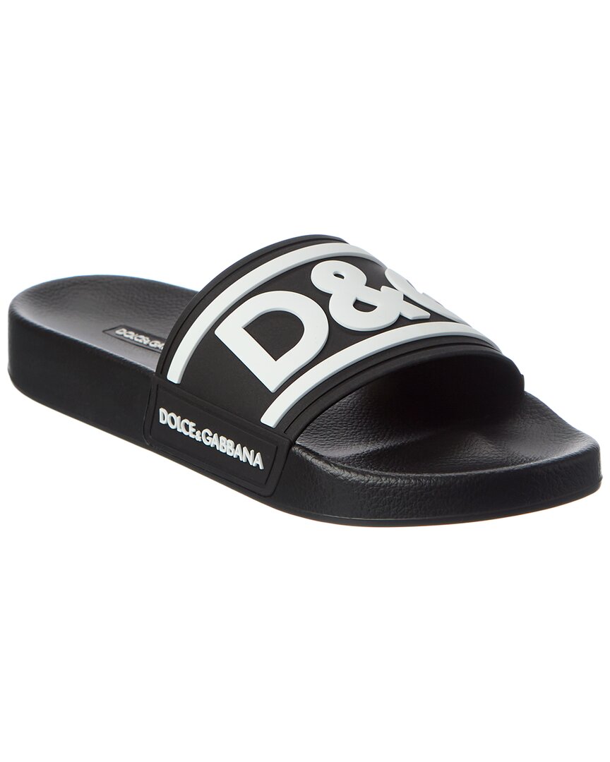 Dolce & Gabbana Logo-print Beach Sliders In Black