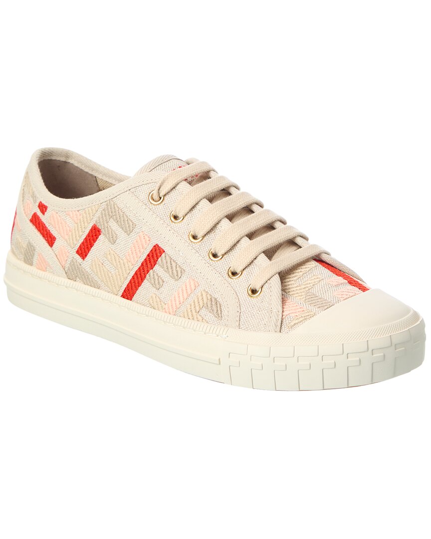 Fendi Women Domino Canvas Sneakers In Neutral