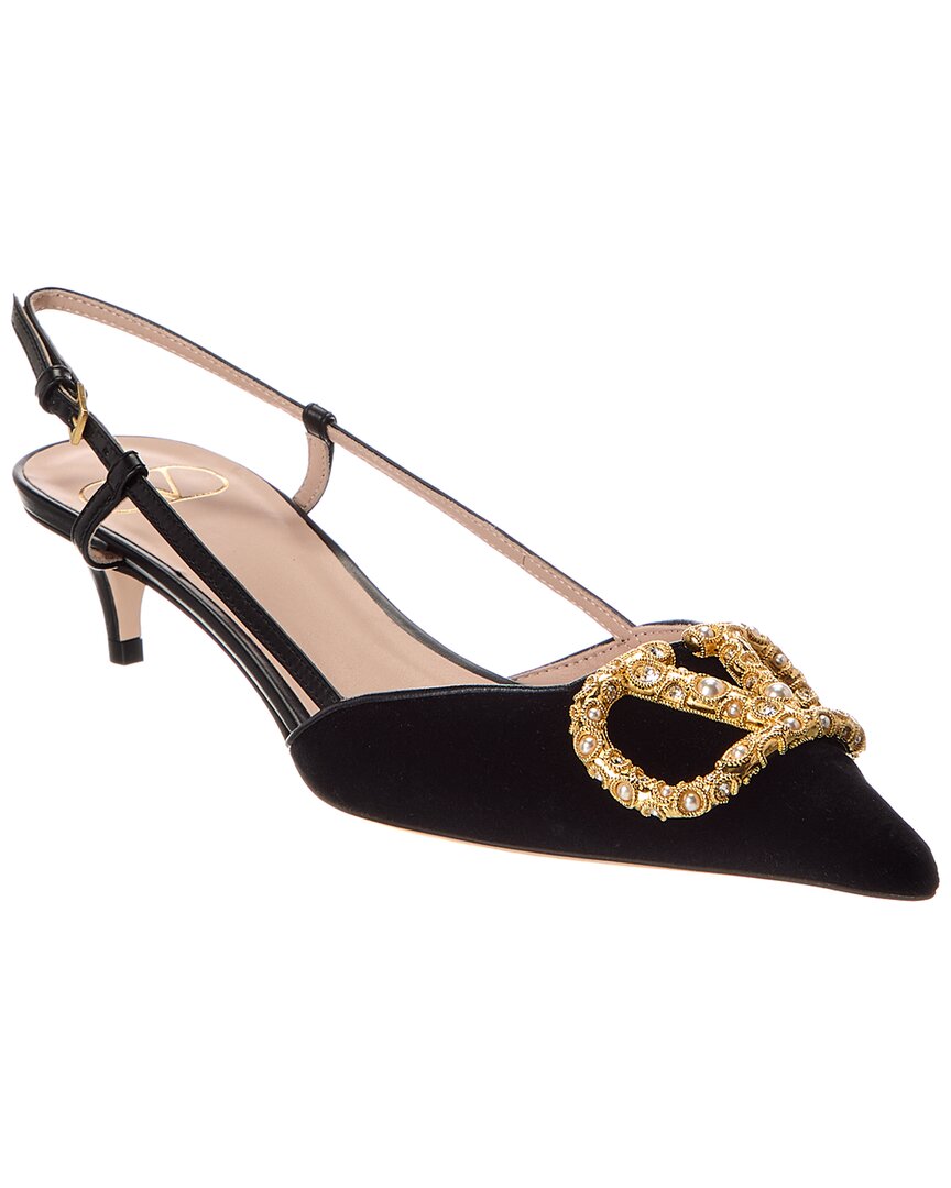 Valentino Vlogo 40 Velvet Slingback Pump In Black