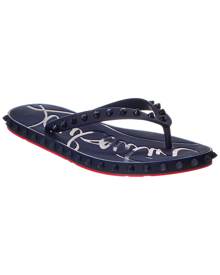 Christian Louboutin Super Loubi Rubber Flip Flop In Blue