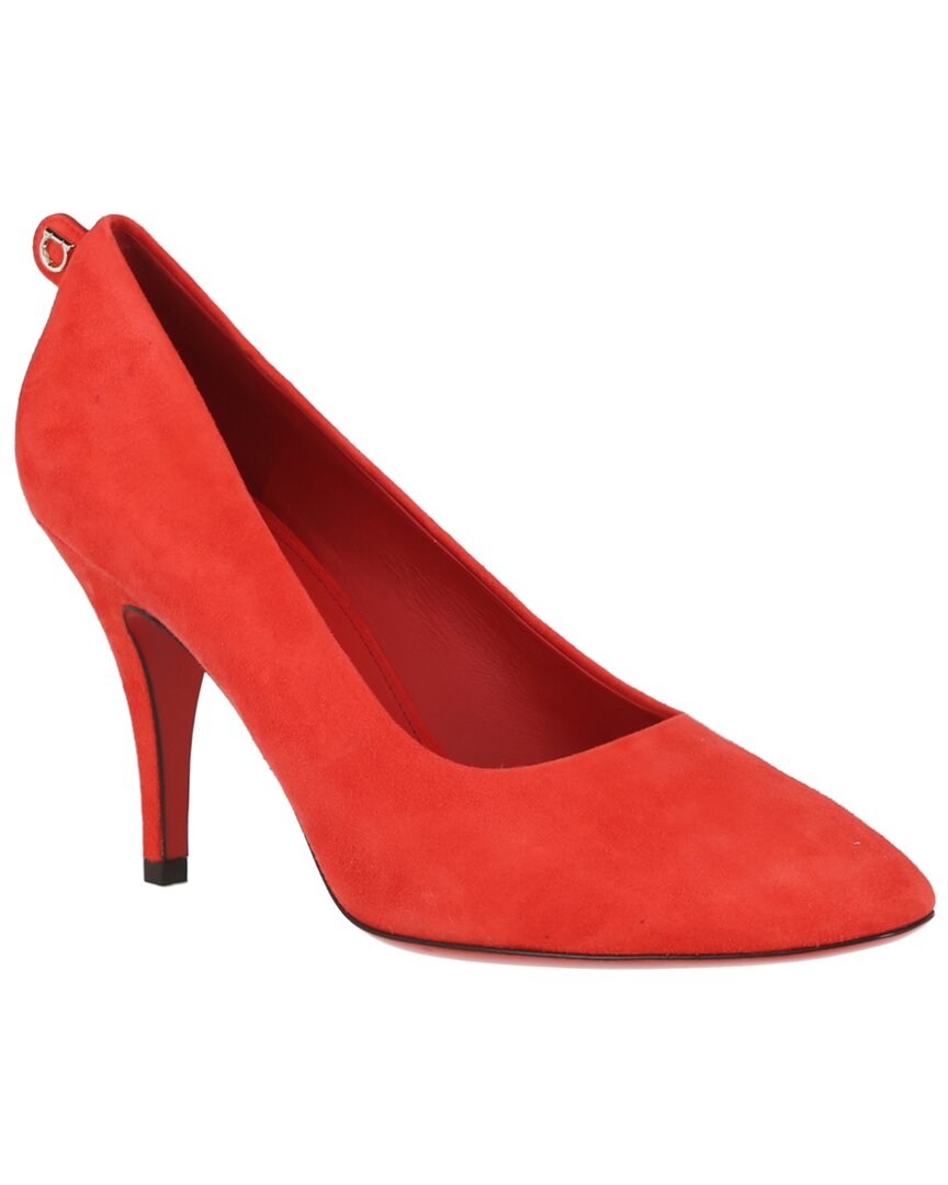 Ferragamo Judy Suede Pump In Red