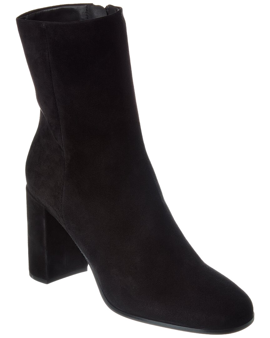 Prada Logo Suede Bootie In Black