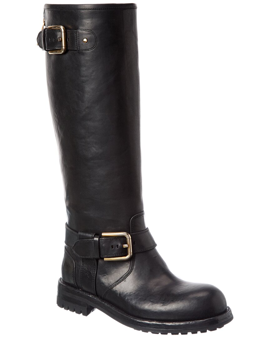 Dolce & Gabbana Leather Biker Boot In Black