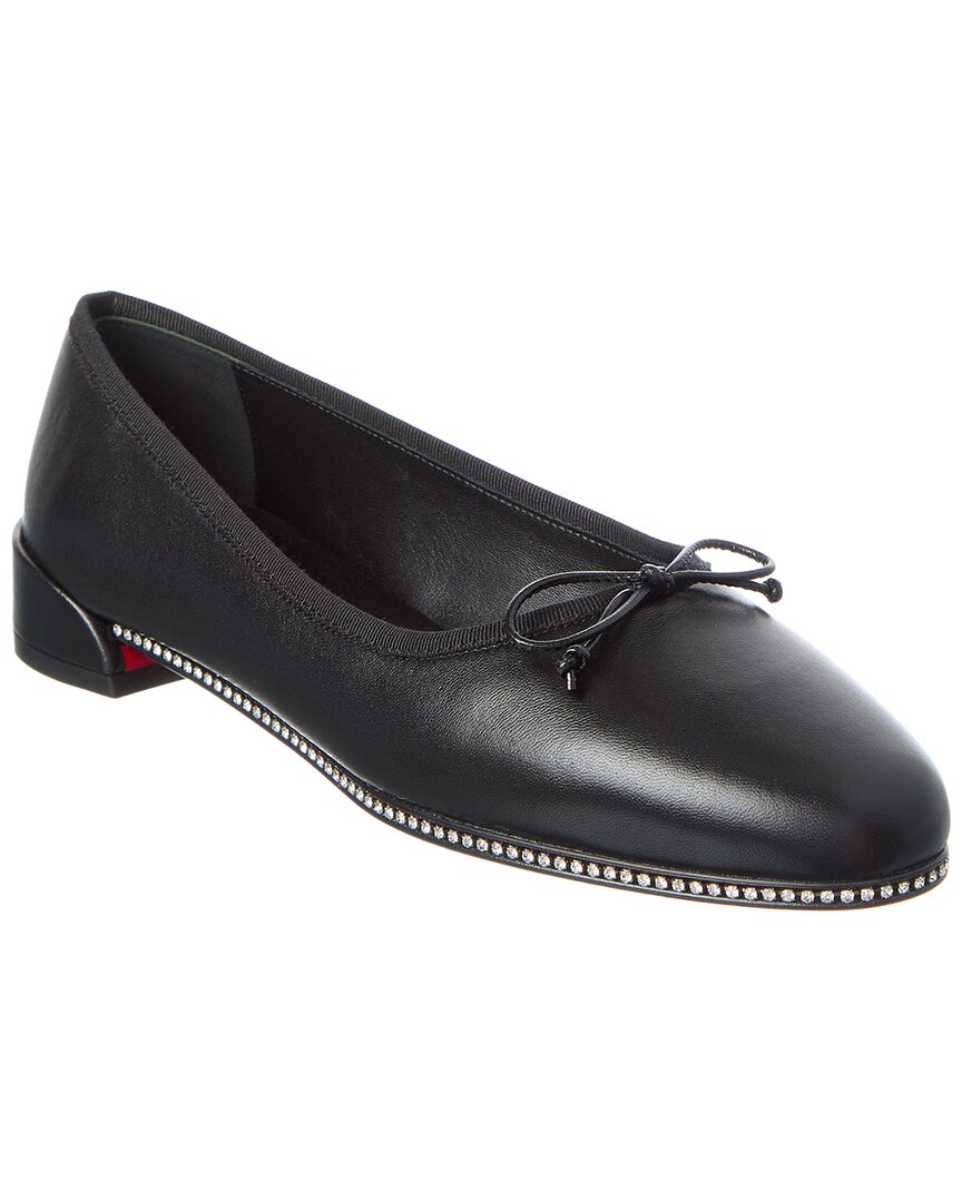 Christian Louboutin Sweetie Strass Leather Ballerina Flat In Black