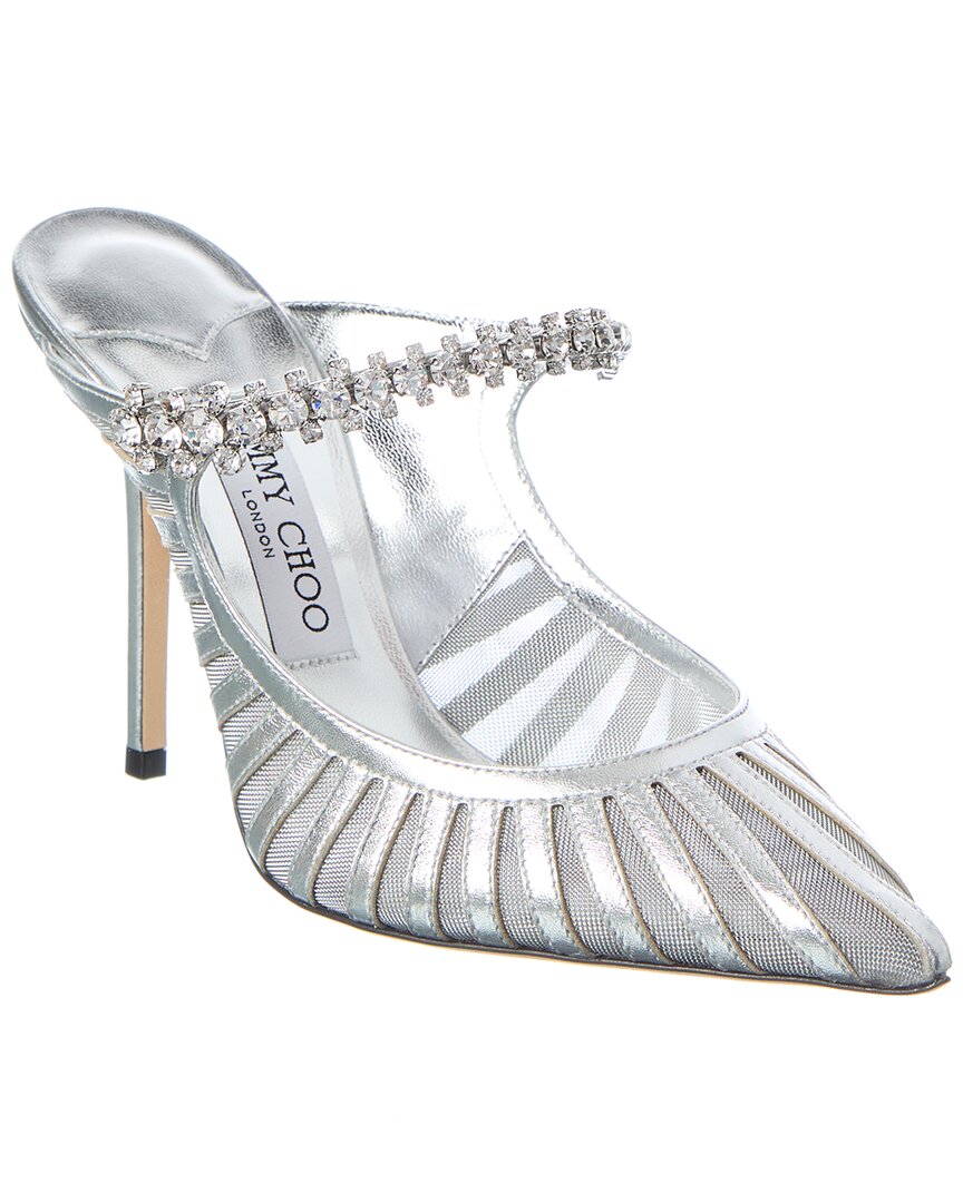 Jimmy Choo 100mm Bing Crystal-embellished Mules In Silver