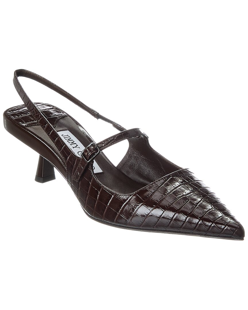 Jimmy Choo Didi 45 Croc-embossed Leather Slingback Pump In Brown