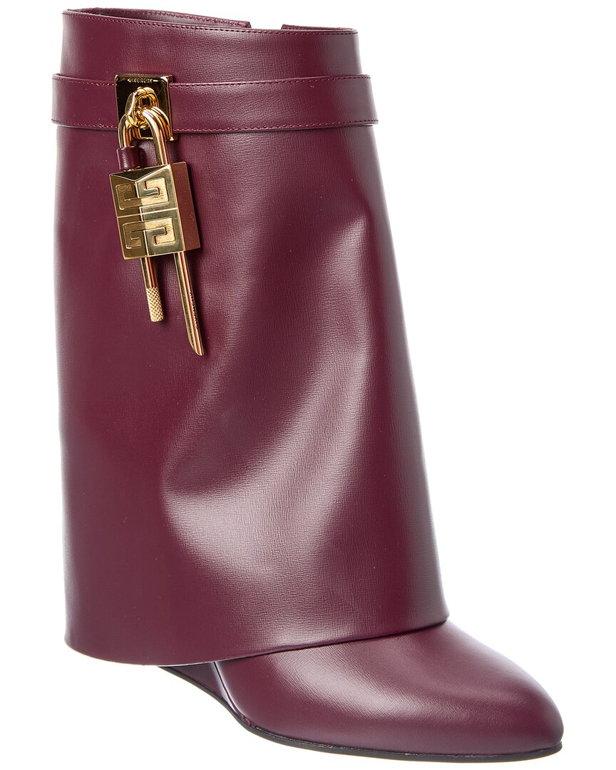 Givenchy Dnu Inv Shark Lock Leather Bootie In Red