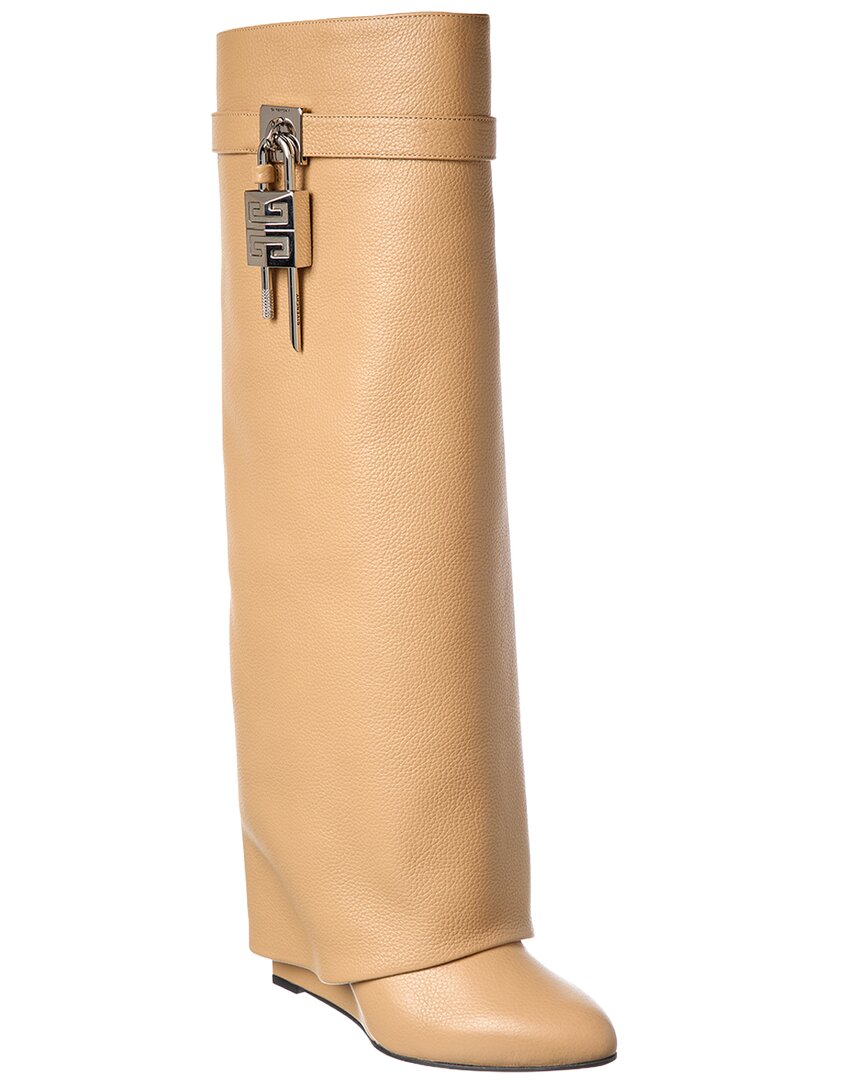 Givenchy Dnu Inv Shark Lock Leather Boot In Neutral