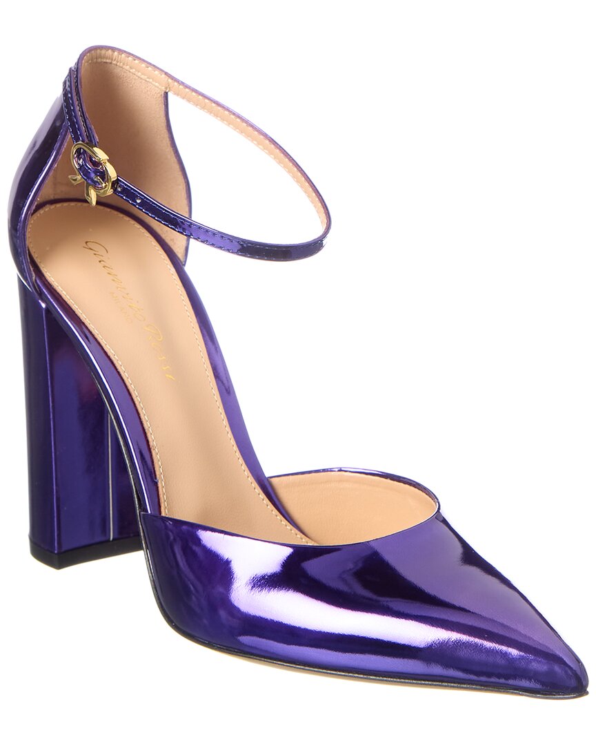 Shop Gianvito Rossi Piper Anklet 100 Leather Pump In Blue