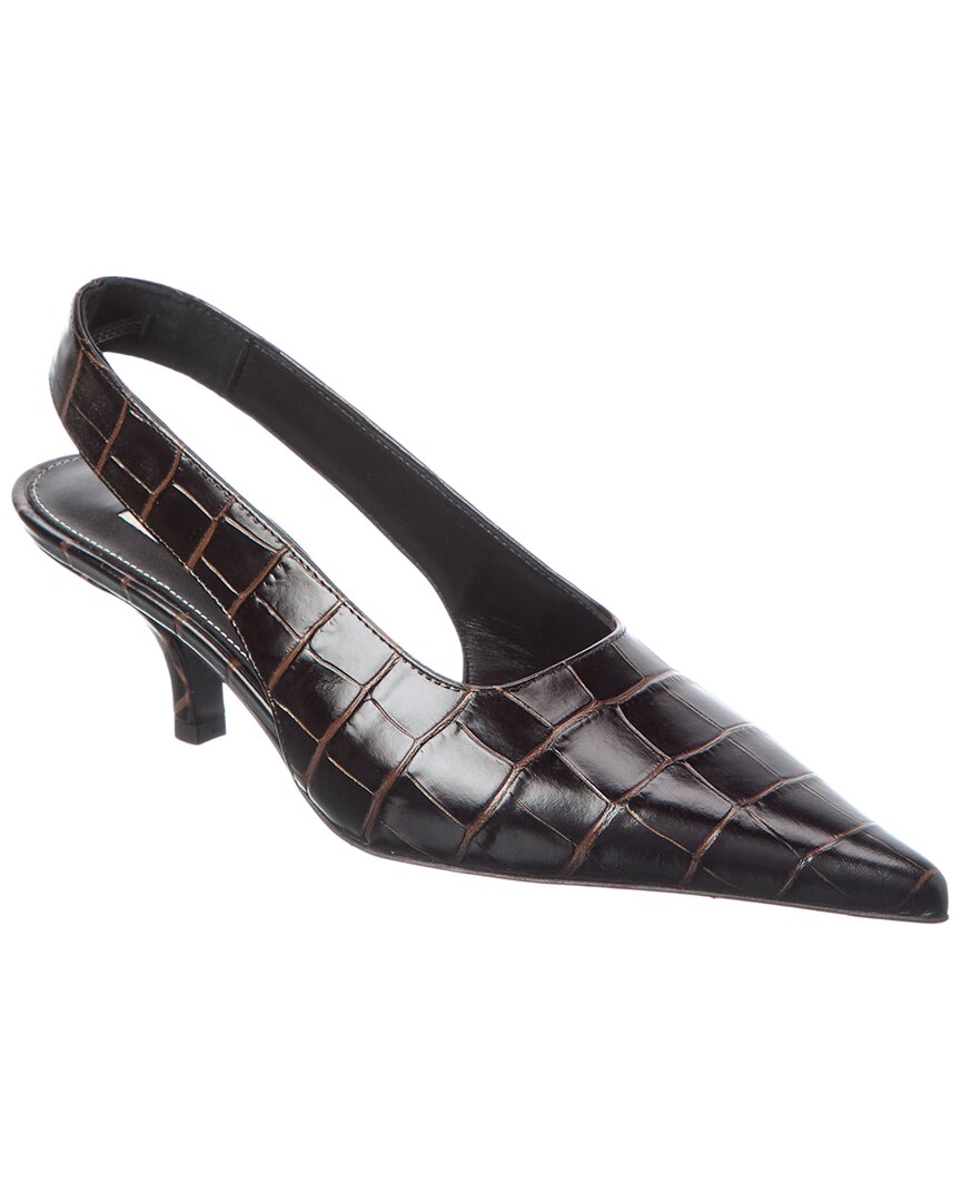 Totême Toteme Classic Croc-embossed Leather Slingback Pump In Brown