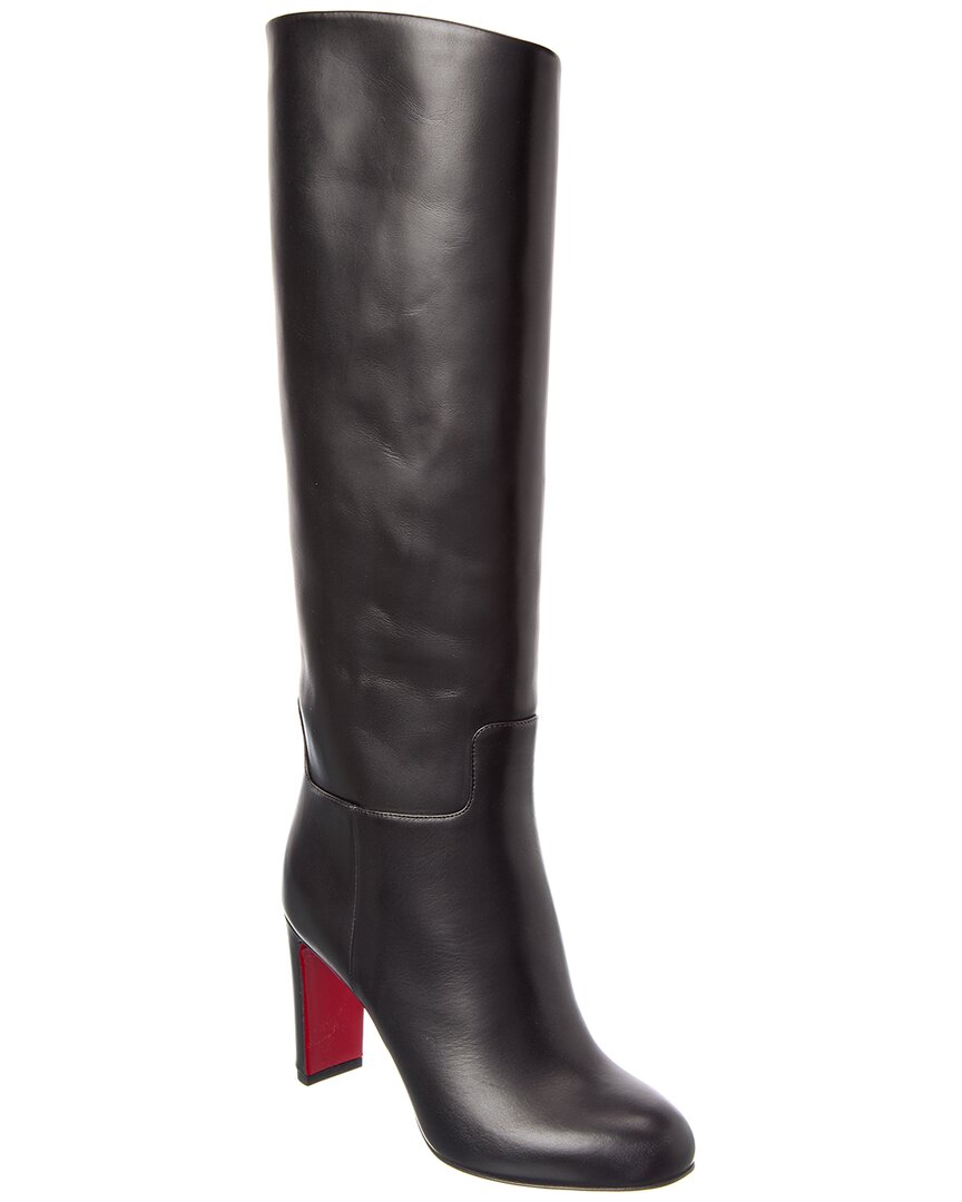 Christian Louboutin Loo Botta 85 Leather Knee-high Boot In Brown