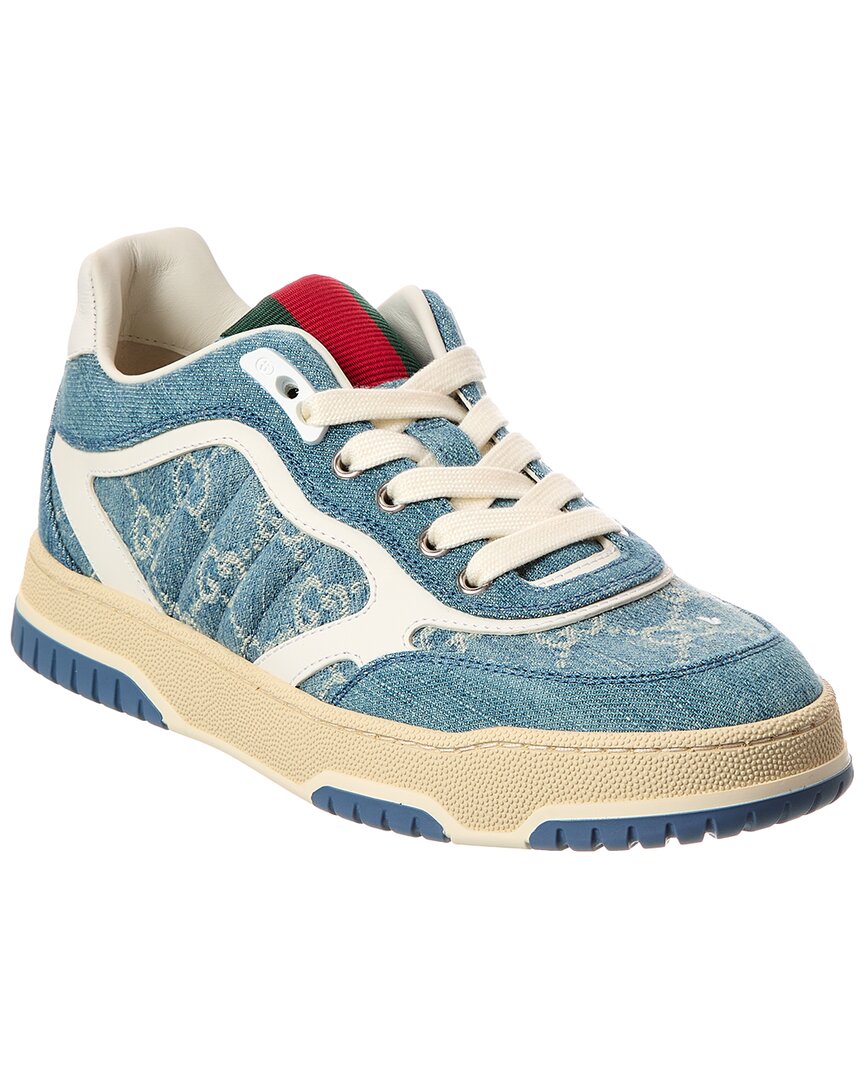 Gucci Re-web Gg Denim & Leather Sneaker In Multi