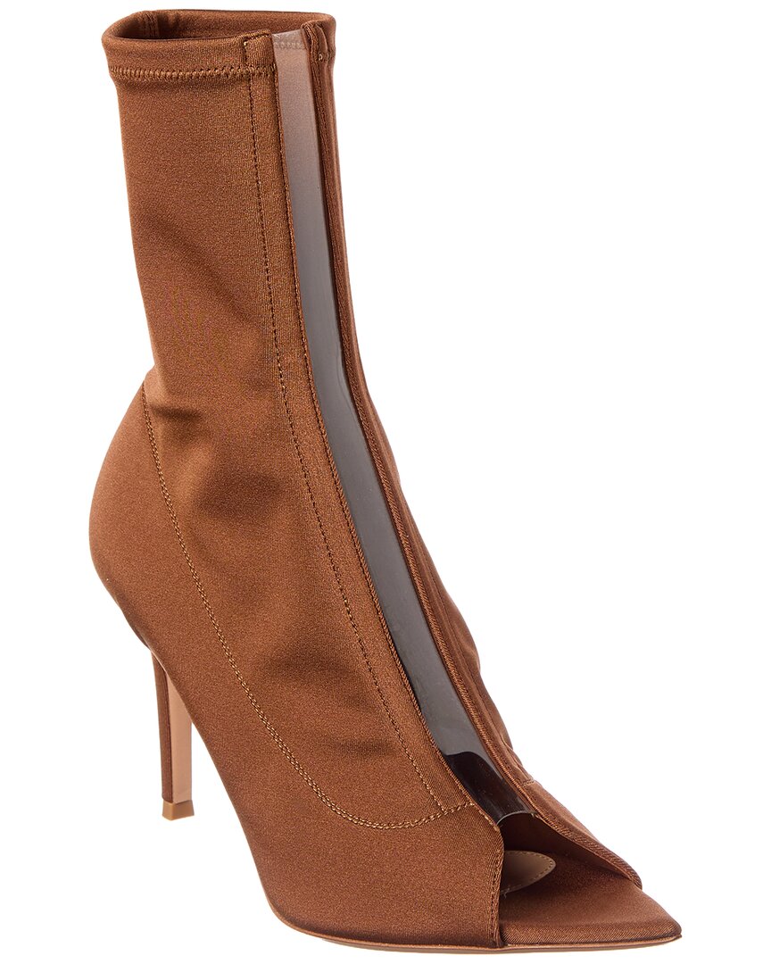 Gianvito Rossi Hiroko 85 Lycra & Vinyl Boot In Brown