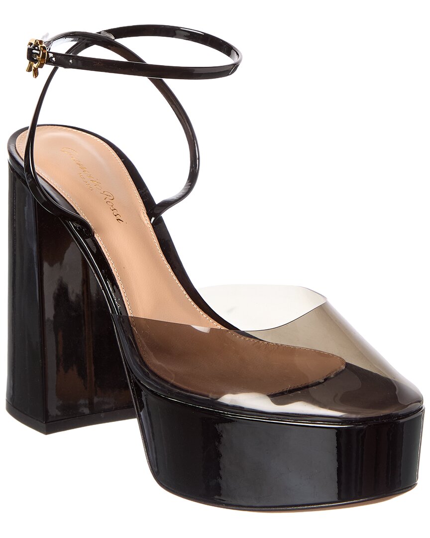 Gianvito Rossi Dua 70 Patent & Vinyl Platform Pump In Black
