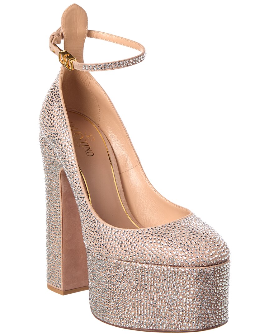 Valentino Garavani 155mm Tan-go Embellished Pumps In White