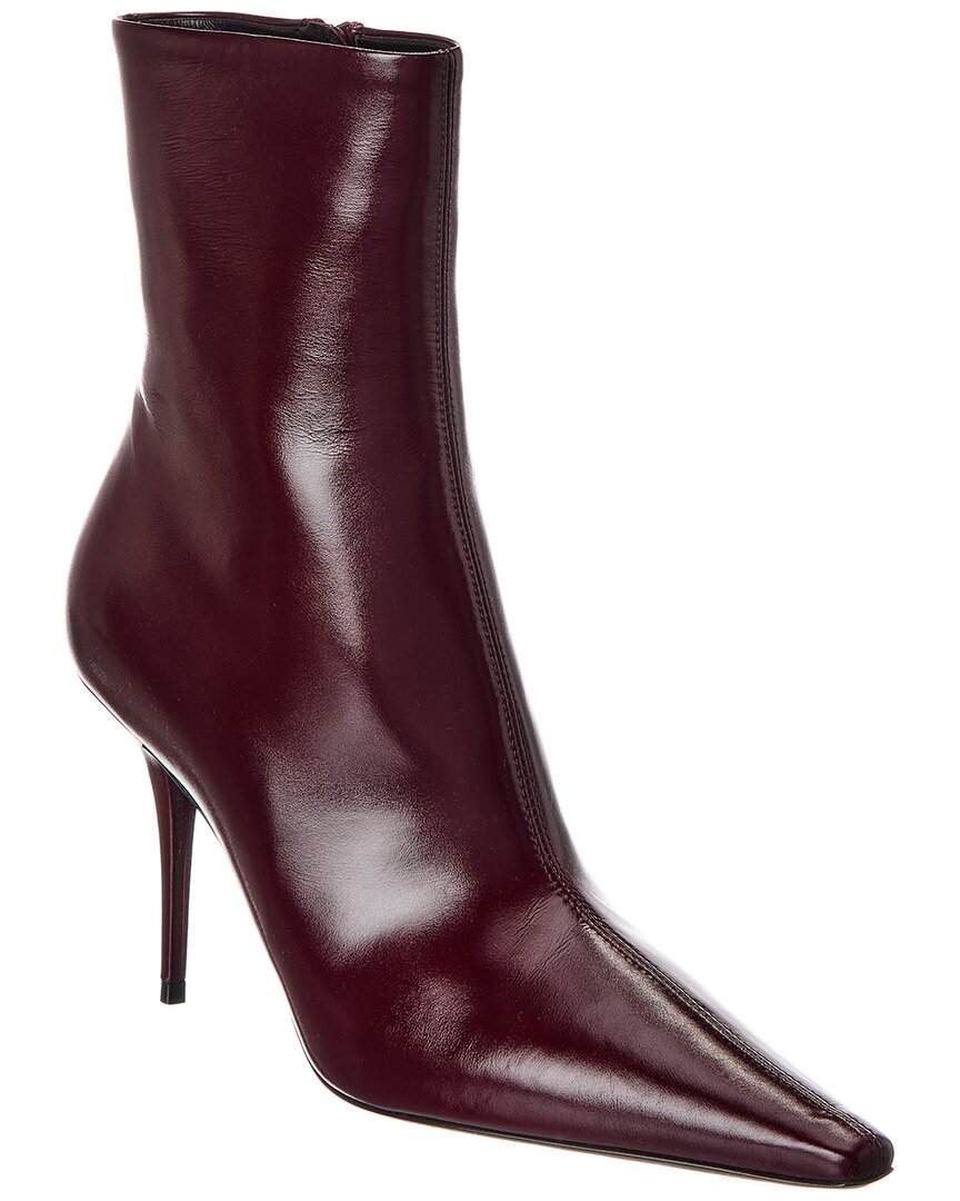 Saint Laurent Ashley 90 Leather Boot In Burgundy