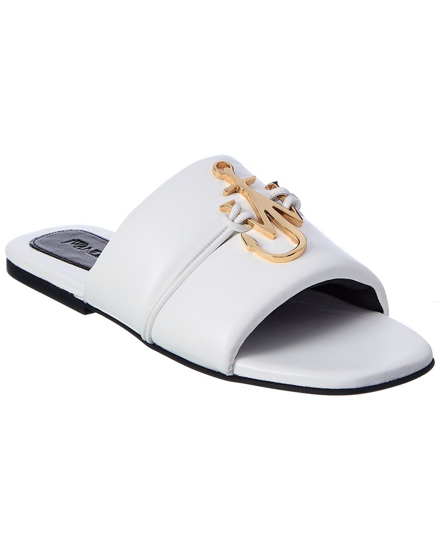 Shop Jw Anderson Anchor Leather Sandal In White