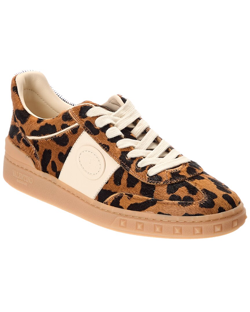 Valentino Garavani Valentino Upvillage Haircalf & Leather Sneaker In Brown