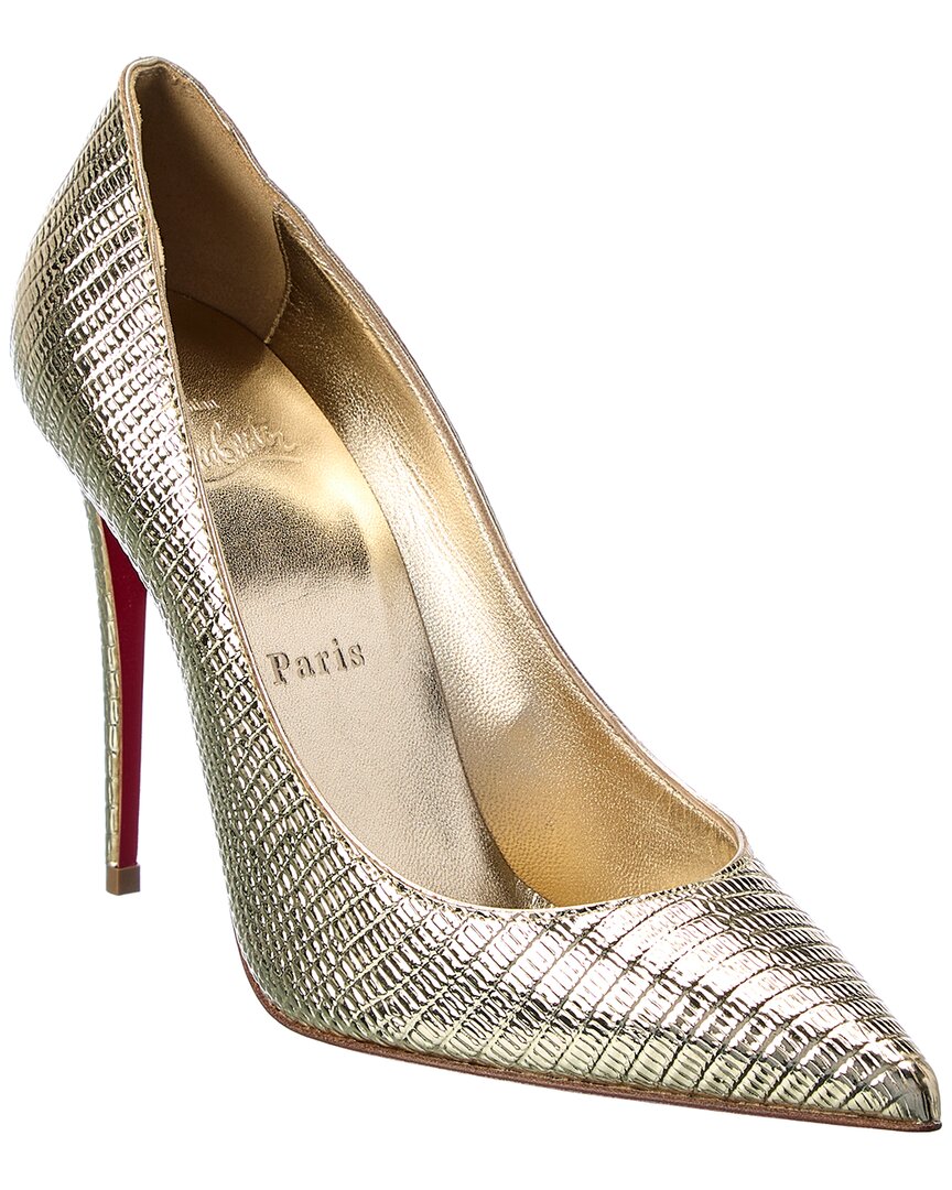 Christian Louboutin Kate 100 Leather Pump In Gold