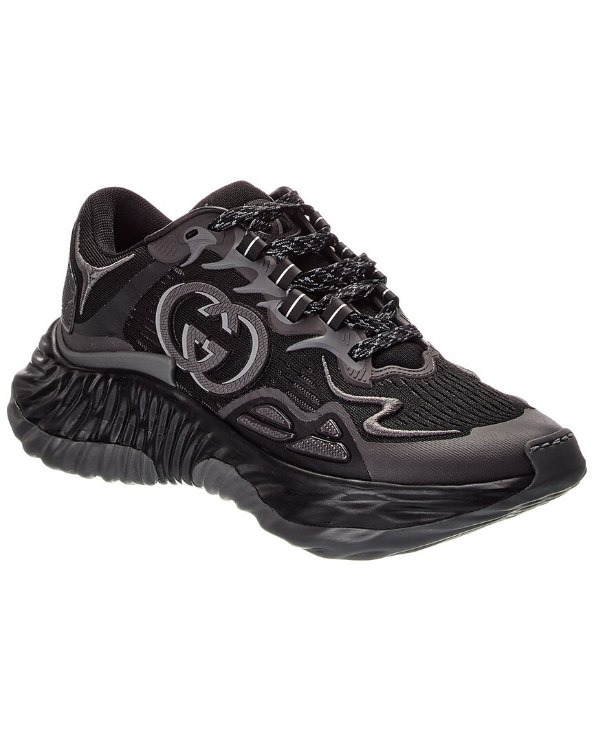 Gucci Ripple Splash Mesh & Leather Sneaker In Black