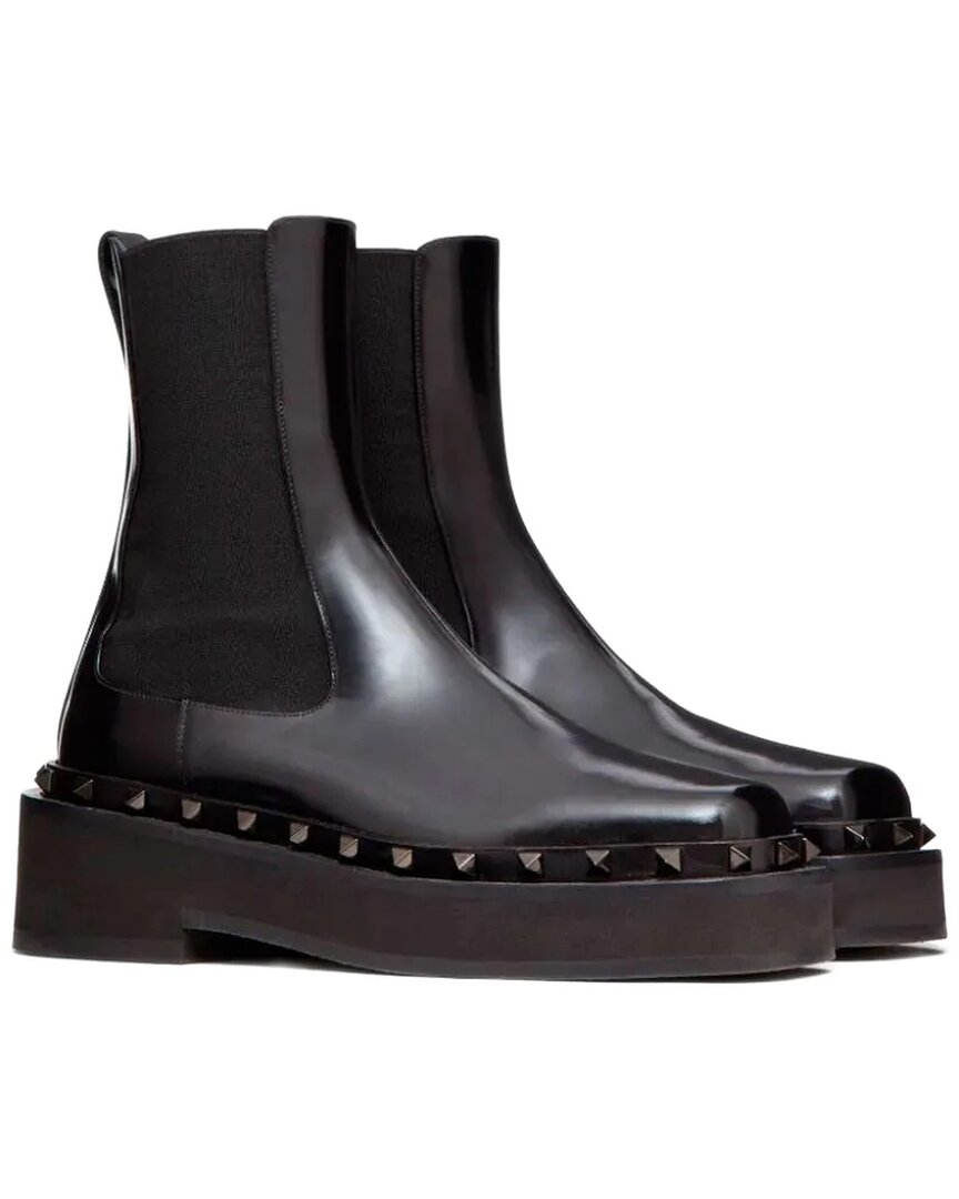 Valentino Garavani 50mm Rockstud M-way Leather Ankle Boots In Black