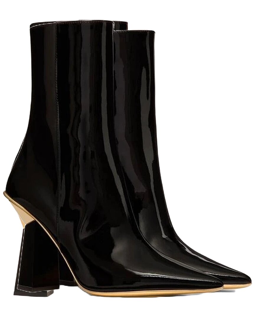 Valentino Garavani Valentino Hyper One Stud Patent Bootie In Black