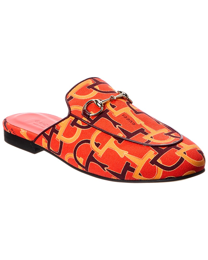 Gucci Princetown Canvas Mule In Orange