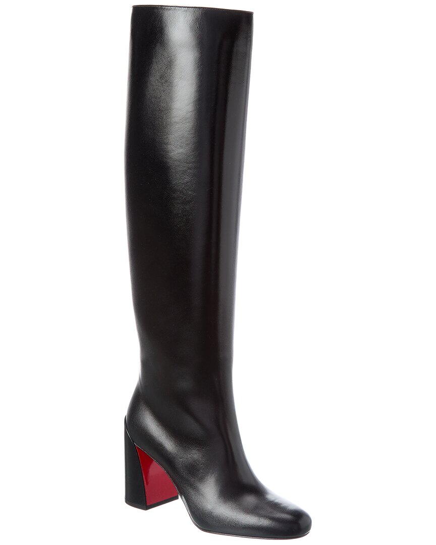 Christian Louboutin Janitta 85 Leather Knee-high Boot In Black