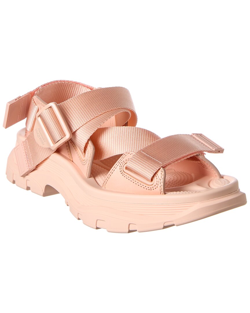 Shop Alexander Mcqueen Tread Leather Sandal In Pink