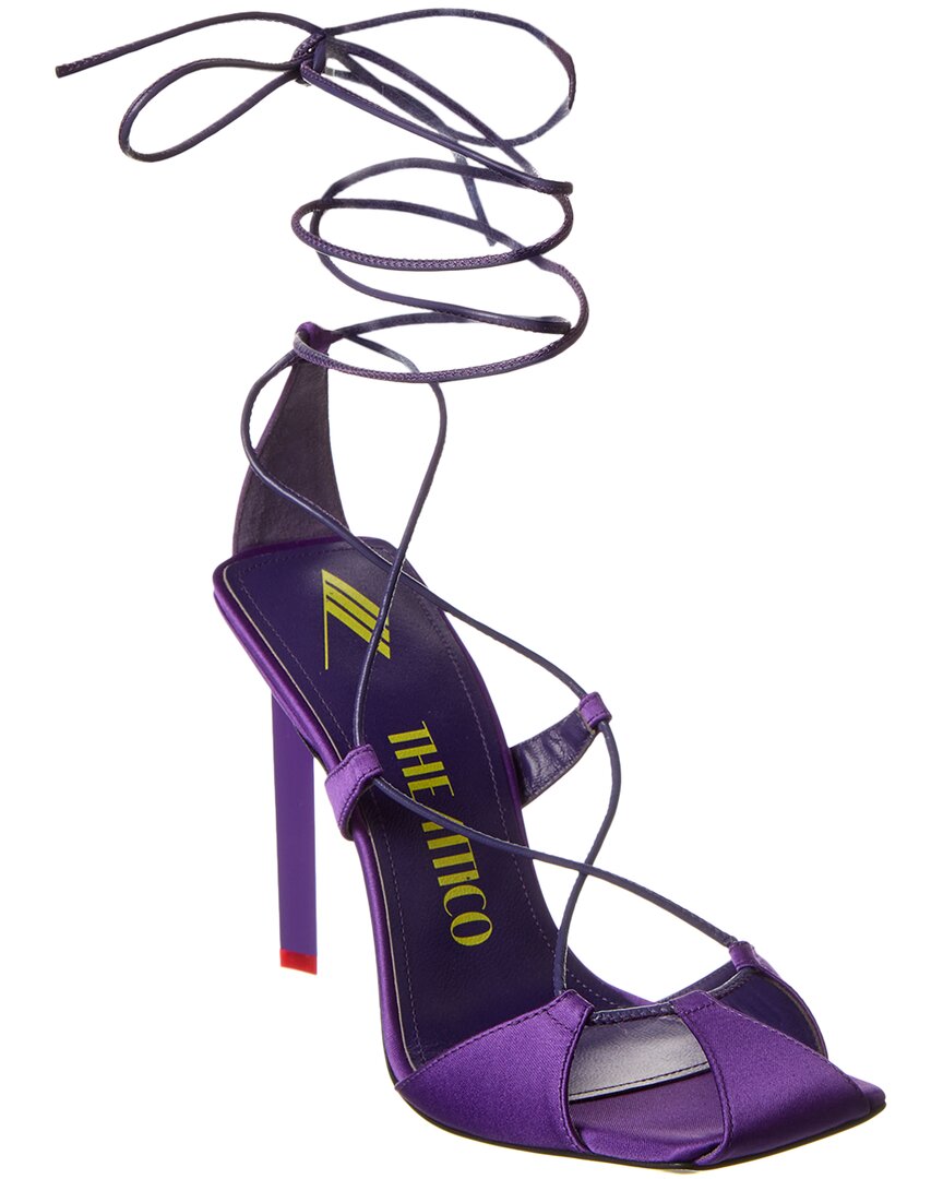 Shop Attico The  Adele Satin Heeled Sandal In Purple