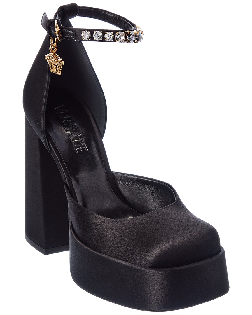 Versace Medusa Aevitas 120 Platform Pumps In Calf Leather In Black