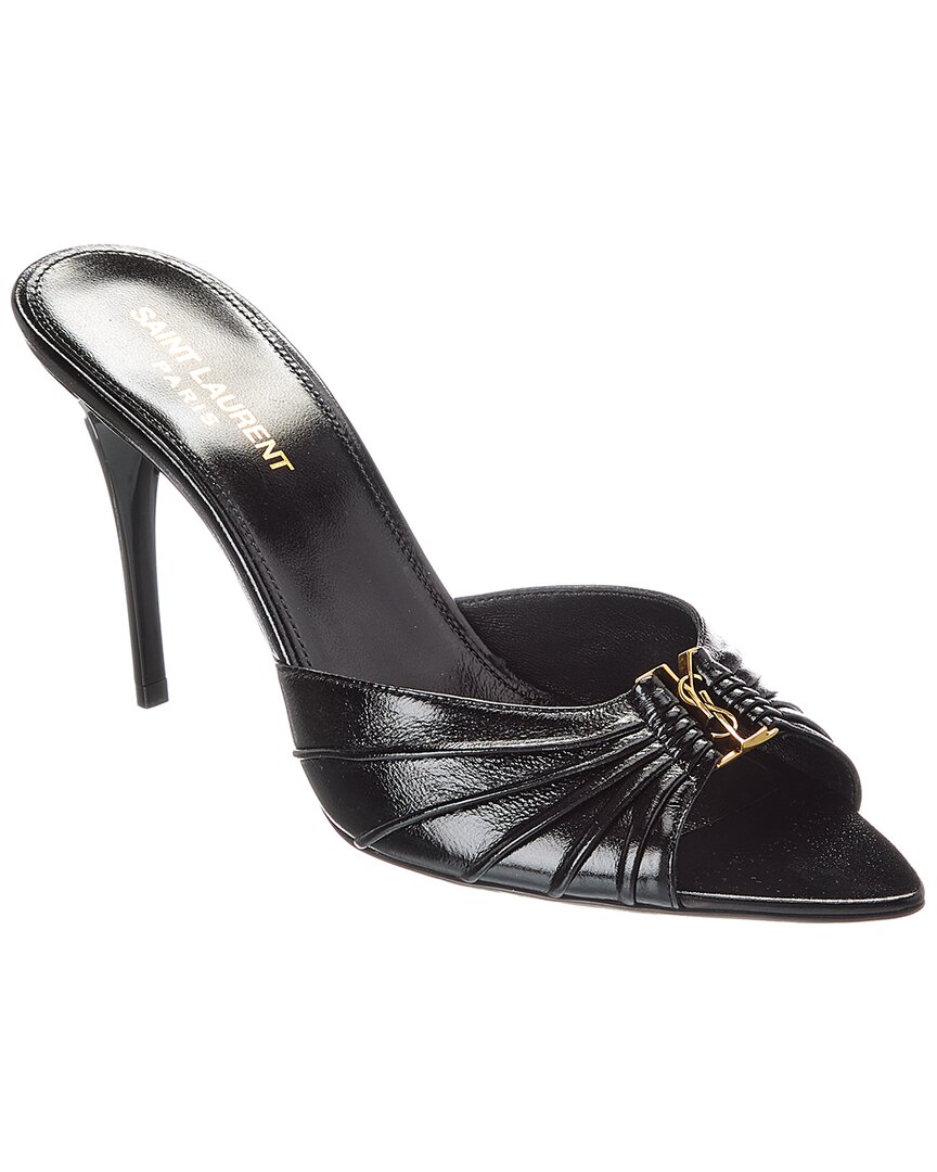 Saint Laurent Babylone Leather Mule In Black